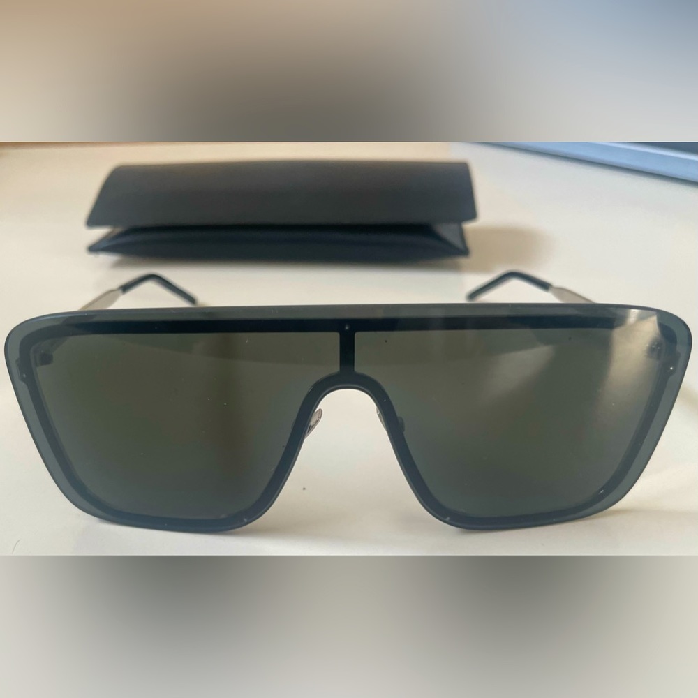 Yves Saint Laurent mask sunglasses . Grey / black lens with silver arms. NWOT